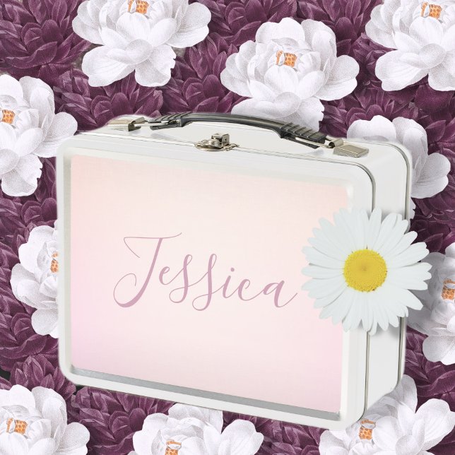 Your Name | Elegant Script Soft Ombre Metal Lunch Box (Creator Uploaded)