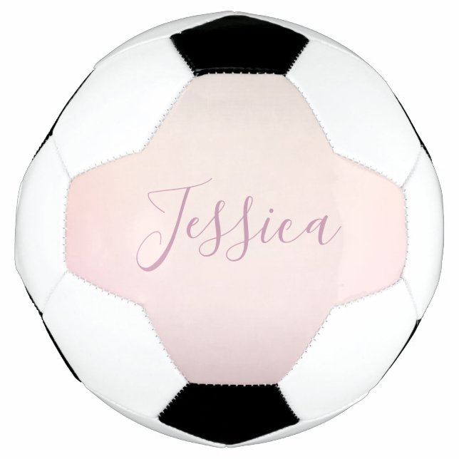 Your Name | Elegant Script Soft Ombre Soccer Ball (Front)