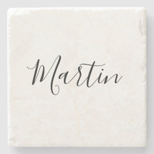 Your Name Elegant Script Stone Coaster