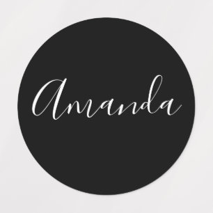 Your Name   Elegant White Script on Black Clothing