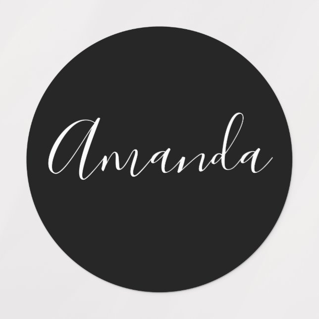 Your Name | Elegant White Script on Black Clothing (Design 1)