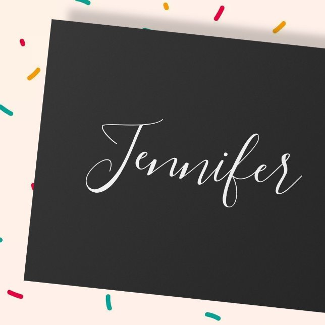 Your Name | Elegant White Script on Black Wrapping Paper (Creator Uploaded)