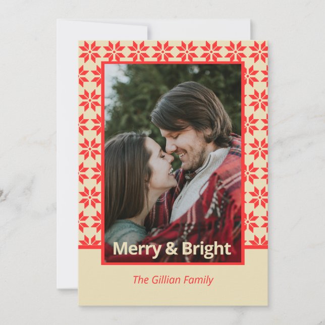 your name faux nordic pattern holiday card (Front)