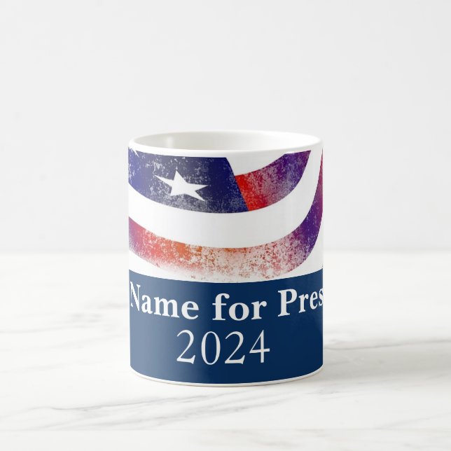 Your Name for President 2024 American Flag Coffee Mug (Center)