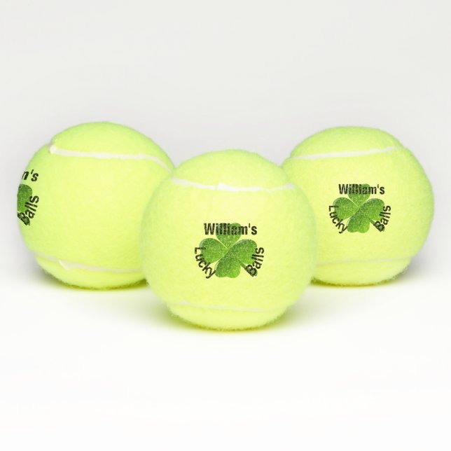 Your Name Four Leaf Clover Lucky Tennis Balls (Multi)