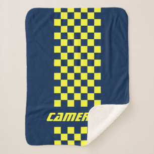 Your Name Fully Custom Colors Checkered Stripe Sherpa Blanket