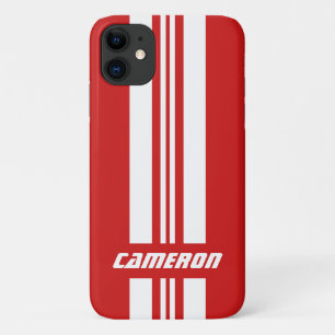 Your Name Fully Custom Colors Racing Stripes 1 iPhone 11 Case