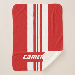 Your Name Fully Custom Colors Racing Stripes 1 Sherpa Blanket