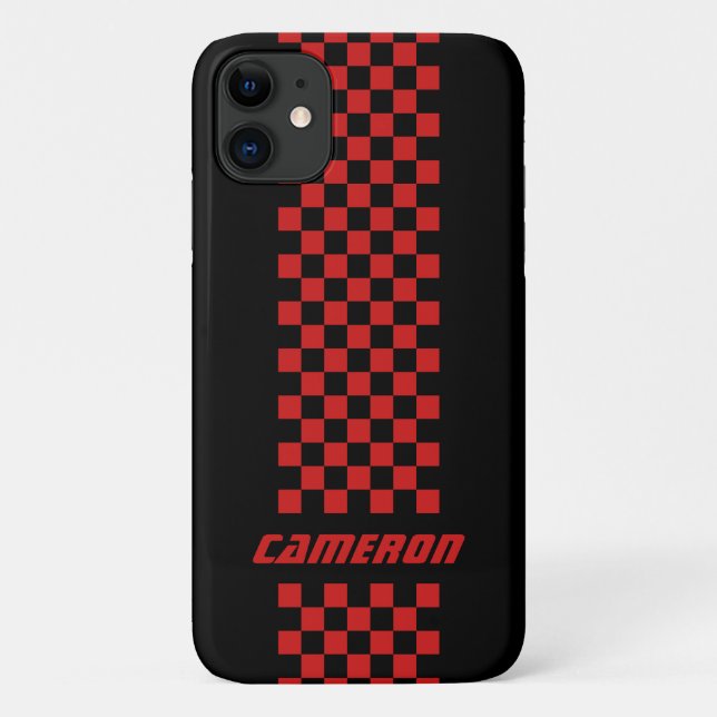 Your Name Fully Custom Colours Chequered Stripe Case-Mate iPhone Case (Back)