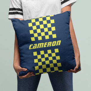 Your Name Fully Custom Colours Chequered Stripe Cushion