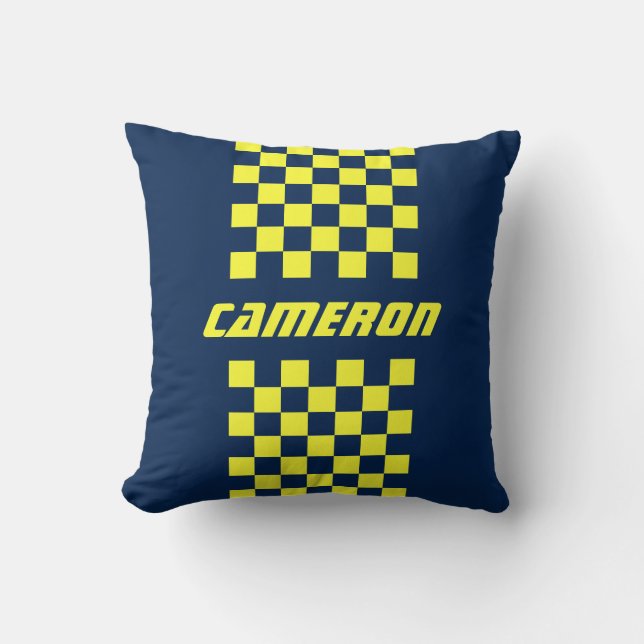 Your Name Fully Custom Colours Chequered Stripe Cushion (Front)