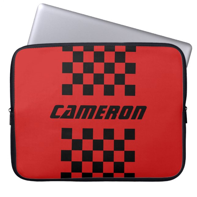 Your Name Fully Custom Colours Chequered Stripe Laptop Sleeve (Front)