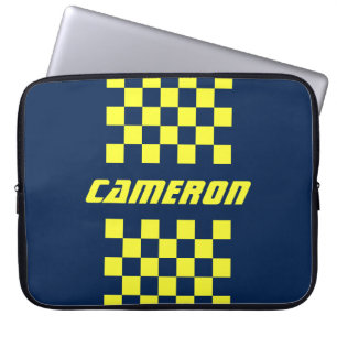 Your Name Fully Custom Colours Chequered Stripe Laptop Sleeve