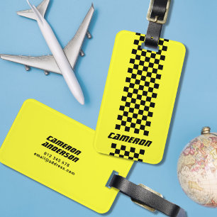 Your Name Fully Custom Colours Chequered Stripe Luggage Tag