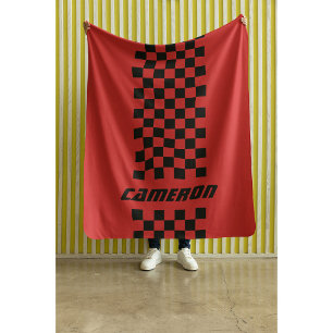 Your Name Fully Custom Colours Chequered Stripe Sherpa Blanket