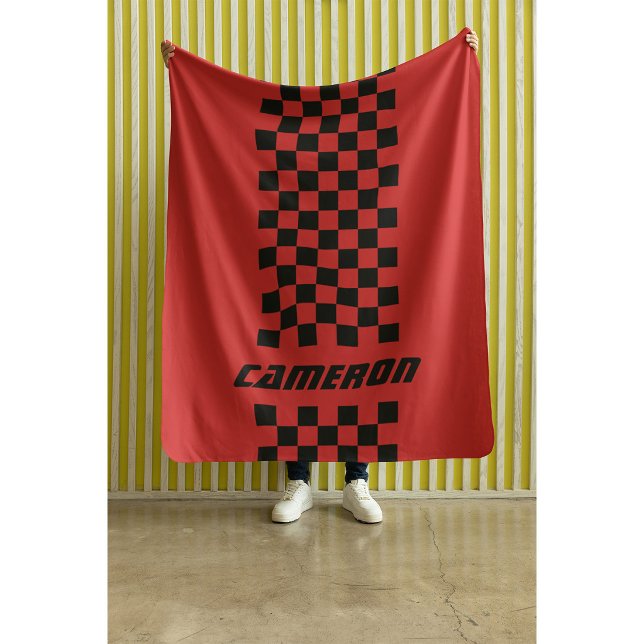 Your Name Fully Custom Colours Chequered Stripe Sherpa Blanket (Creator Uploaded)