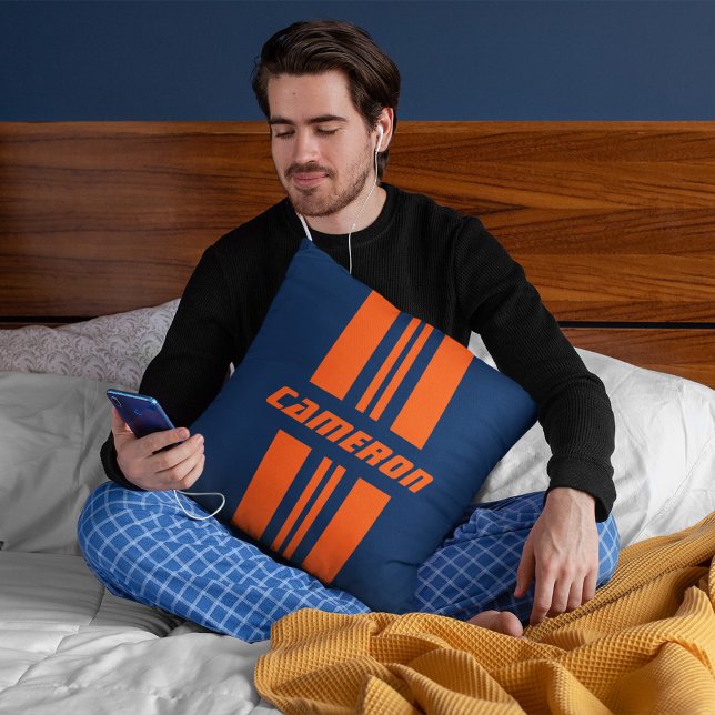 Your Name Fully Custom Colours Racing Stripes 1 Cushion (Creator Uploaded)