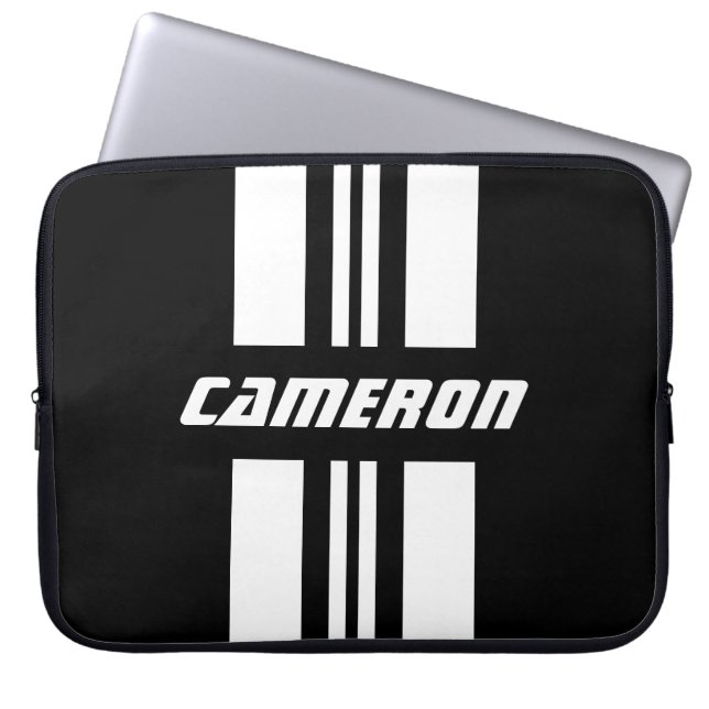 Your Name Fully Custom Colours Racing Stripes Laptop Sleeve (Front)