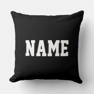 YOUR NAME Fun Athletic Text On Bold Modern Black Cushion