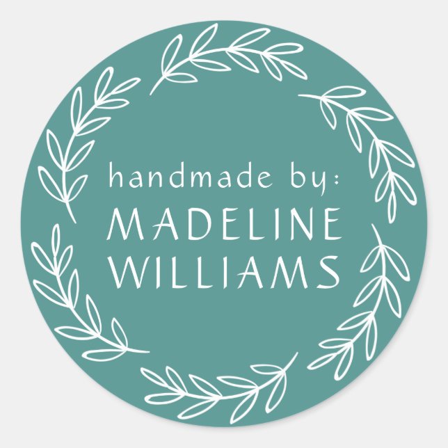 Your Name | Handmade By Classic Round Sticker (Front)