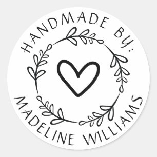 Your Name Handmade By Classic Round Sticker