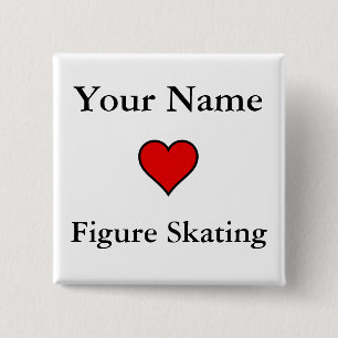 (Your Name) Hearts Figure Skating 15 Cm Square Badge