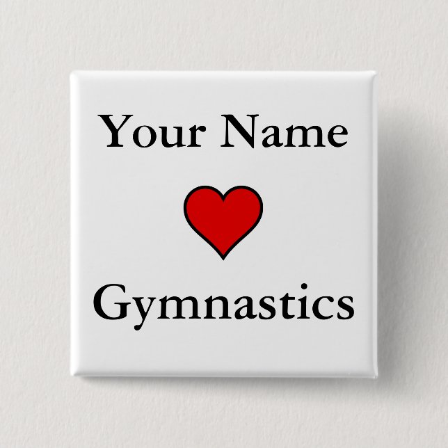 (Your Name) Hearts Gymnastics 15 Cm Square Badge (Front)