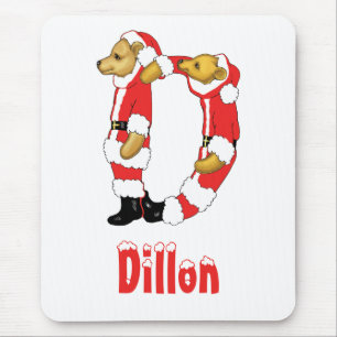 Your Name Here! Custom Letter D Teddy Bear Santas Mouse Pad