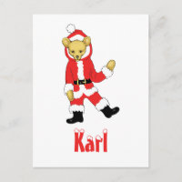 Your Name Here! Custom Letter K Teddy Bear Santas