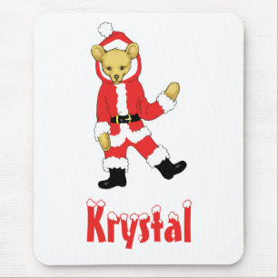 Your Name Here! Custom Letter K Teddy Bear Santas Mouse Pad