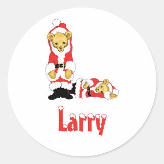 Your Name Here! Custom Letter L Teddy Bear Santas Classic Round Sticker