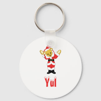 Your Name Here! Custom Letter Y Teddy Bear Santas Key Ring