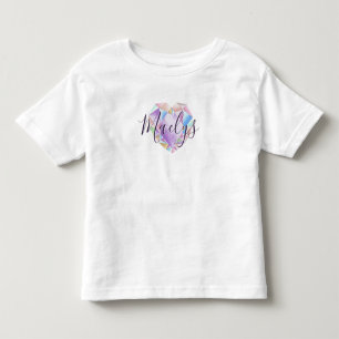 Your Name Here Cute Pastel Rainbow Heart Diamond Toddler T-Shirt