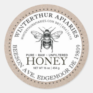 Your Name Here Editable Kraft Honey Jar Bee Label