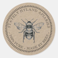 Your Name Here Kraft Vintage Honey Jar Lid Label 2