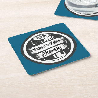 Your Name Here Logo Brewery Theme Square Paper Coaster