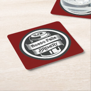 Your Name Here Logo Brewery Theme Square Paper Coaster