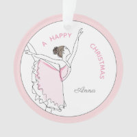 Your Name Here Pink Ballerina Christmas Ornament