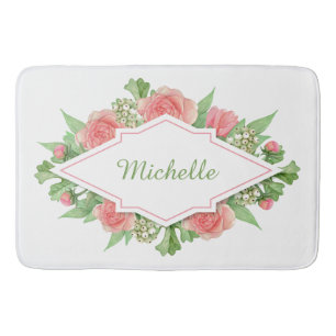 Your Name in a Flower Frame bath mats