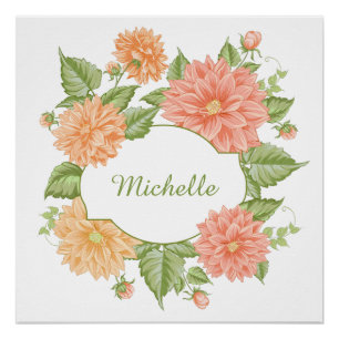 Your Name in a Flower Frame custom poster