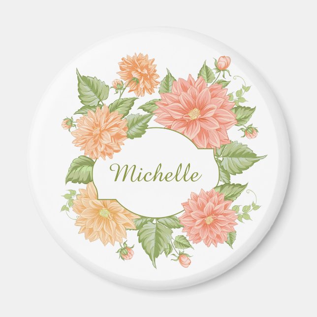 Your Name in a Flower Frame magnets (Front)