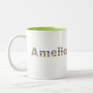 Your name in artsy floral letters / Amelia Two-Tone Coffee Mug