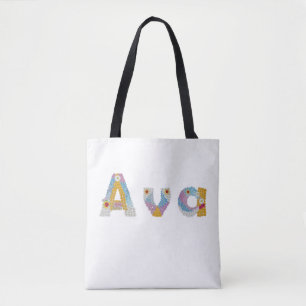 Your name in artsy floral letters / Ava Tote Bag