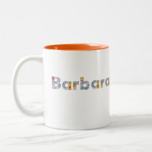 Your name in artsy floral letters / Barbara Two-Tone Coffee Mug