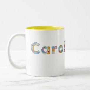 Your name in artsy floral letters / Carol Two-Tone Coffee Mug