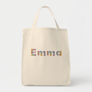 Your name in artsy floral letters / Emma Tote Bag