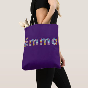 Your name in artsy floral letters / Emma Tote Bag