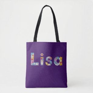 Your name in artsy floral letters / Lisa Tote Bag
