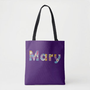 Your name in artsy floral letters / Mary Tote Bag