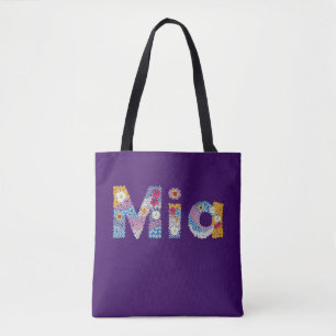 Your name in artsy floral letters / Mia Tote Bag